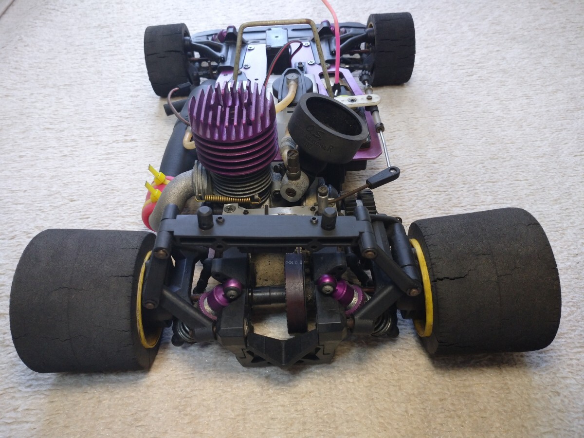 Serpent サーパント エクセルMK2 9020-96J エンジン　レーシングラジコンカー&サンワ プロポ　全てジャンク品 _タイヤにひび割れが有ります４輪供