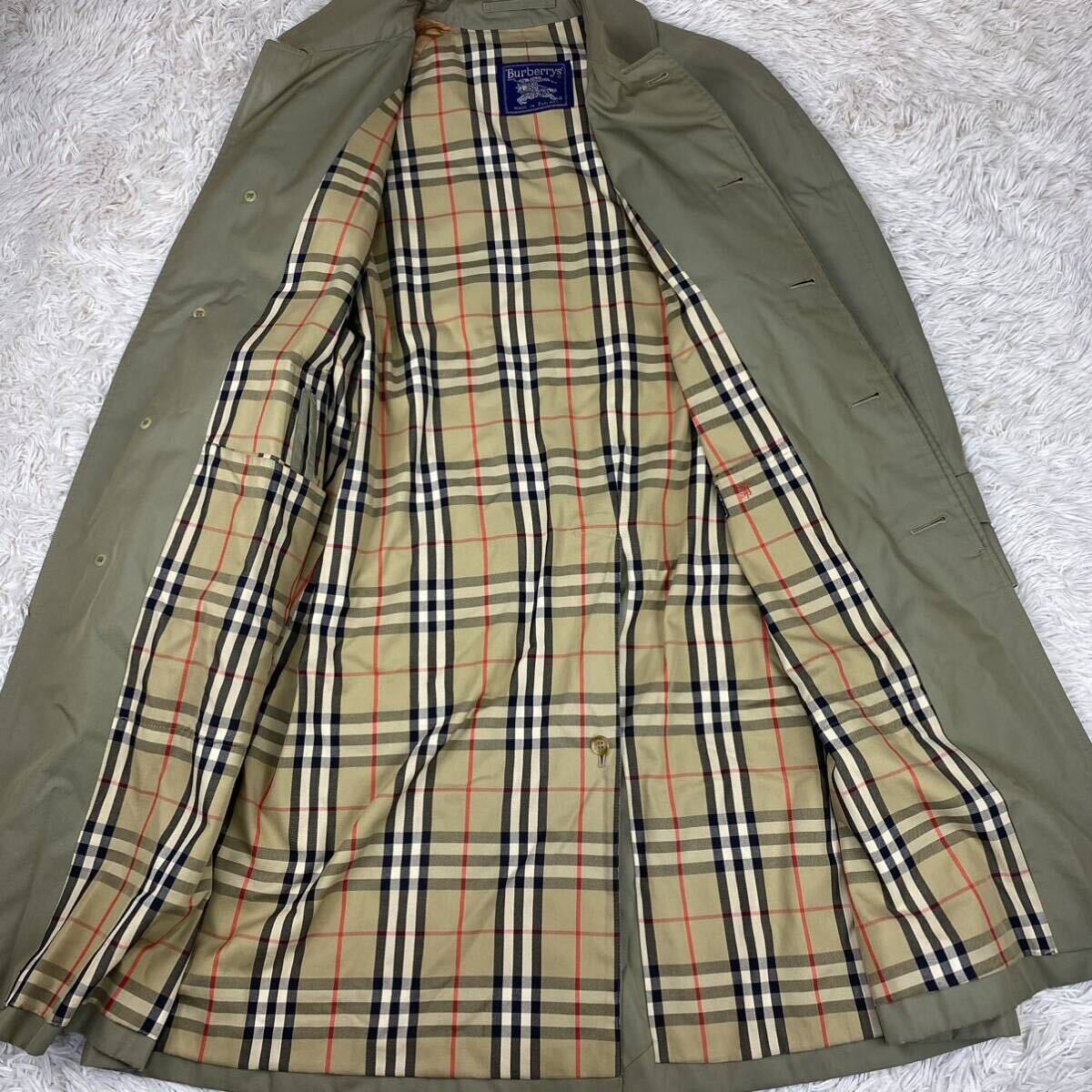 1円〜【大人気】BURBERRY BURBERRYS バーバリー ステンカラーコート カーキ ノバチェック ロング アウター _画像4