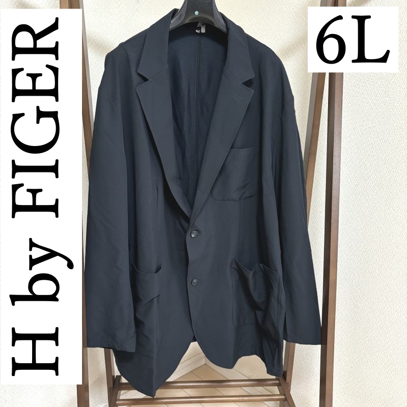 H by FIGER（エイチバイフィガー）メンズ ビジネスジャケット シングル テーラードジャケット 6L 濃紺 無地 夏_画像1