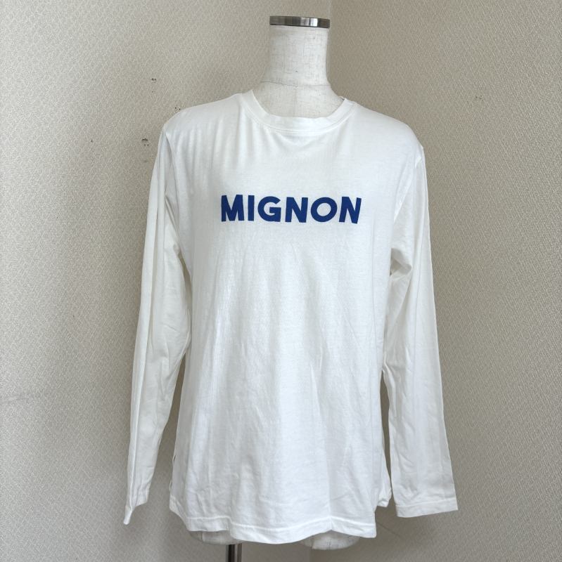 MIGNON ロゴプリント　レディース　ロングTシャツ 長袖カットソー　ロンＴ　ホワイト_画像1