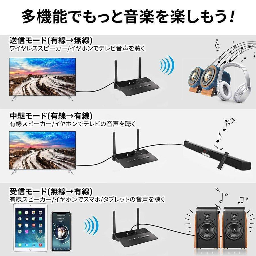 ワイヤレスオーディオトランスミッター Bluetoothレシーバー トランスミッター スマートLEDライト搭載_画像5