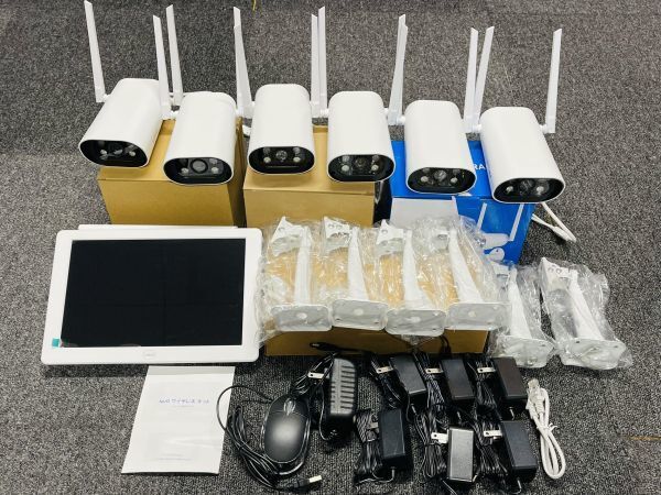 Srihome 最新ワイヤレス防犯カメラ6台セット 10.1インチLCDモニター暗視撮影 H.265映像圧縮技術 カメラ増設自由 【1TB HDD内蔵】の画像1