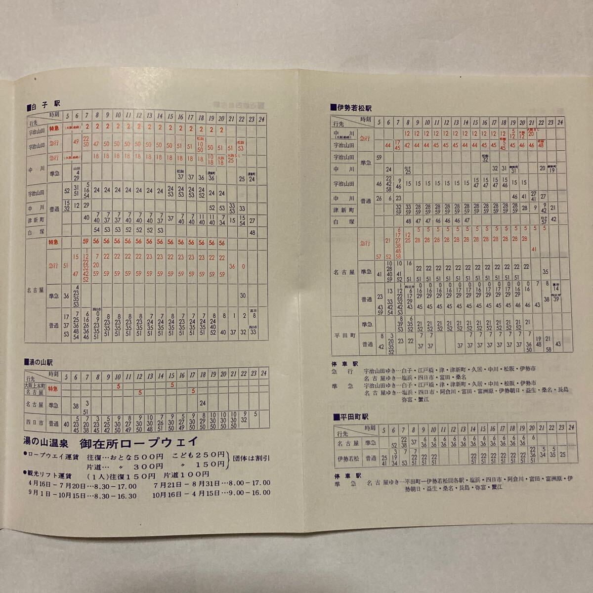 近鉄時刻表平日用/1968年6月現在◆大阪〜伊勢 名古屋/名古屋〜伊勢 大阪/伊勢〜大阪 名古屋/京都〜奈良 天理 橿原/主要駅発車時刻表/運賃表_画像9