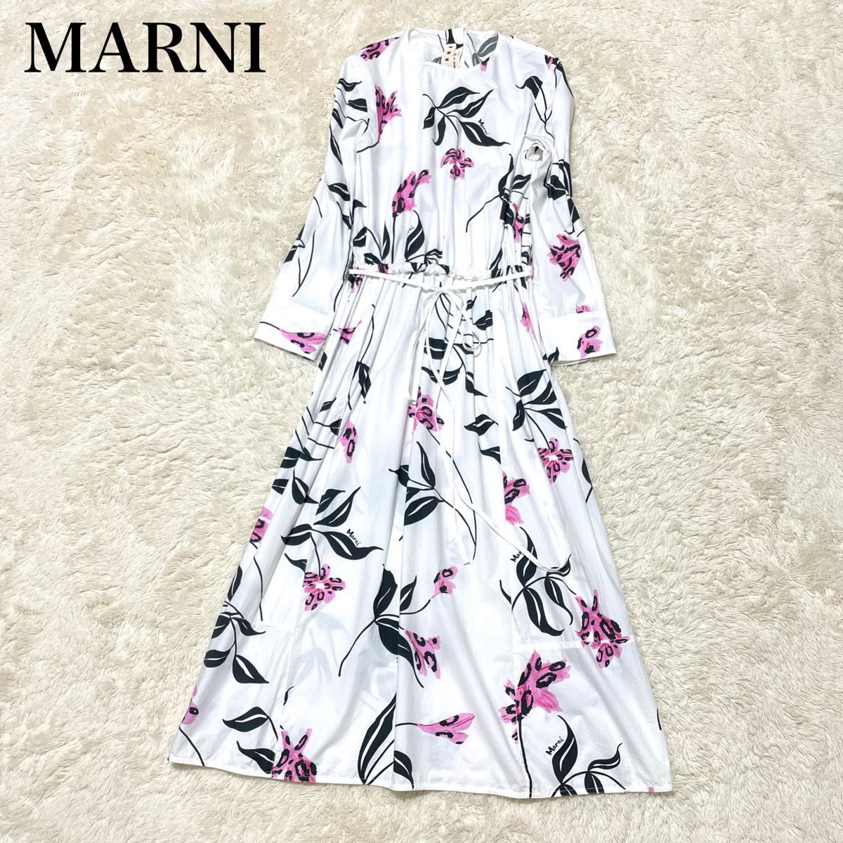 極美品】MARNI マルニ レオパードフラワー 花柄 総柄 ロング 極美品】MARNI マルニ レオパードフラワー 花柄 総柄 ロング