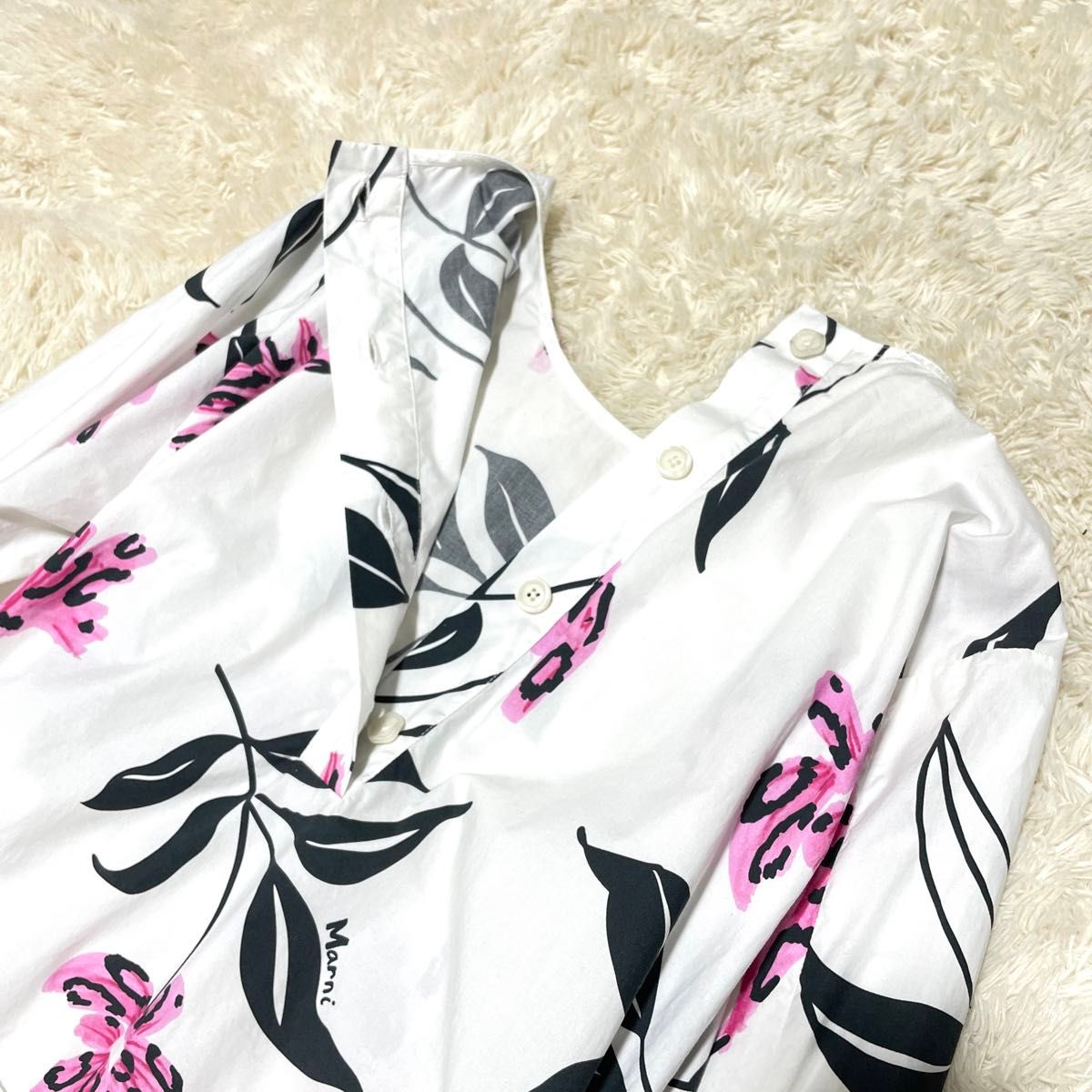 極美品】MARNI マルニ レオパードフラワー 花柄 総柄 ロング 極美品】MARNI マルニ レオパードフラワー 花柄 総柄 ロング