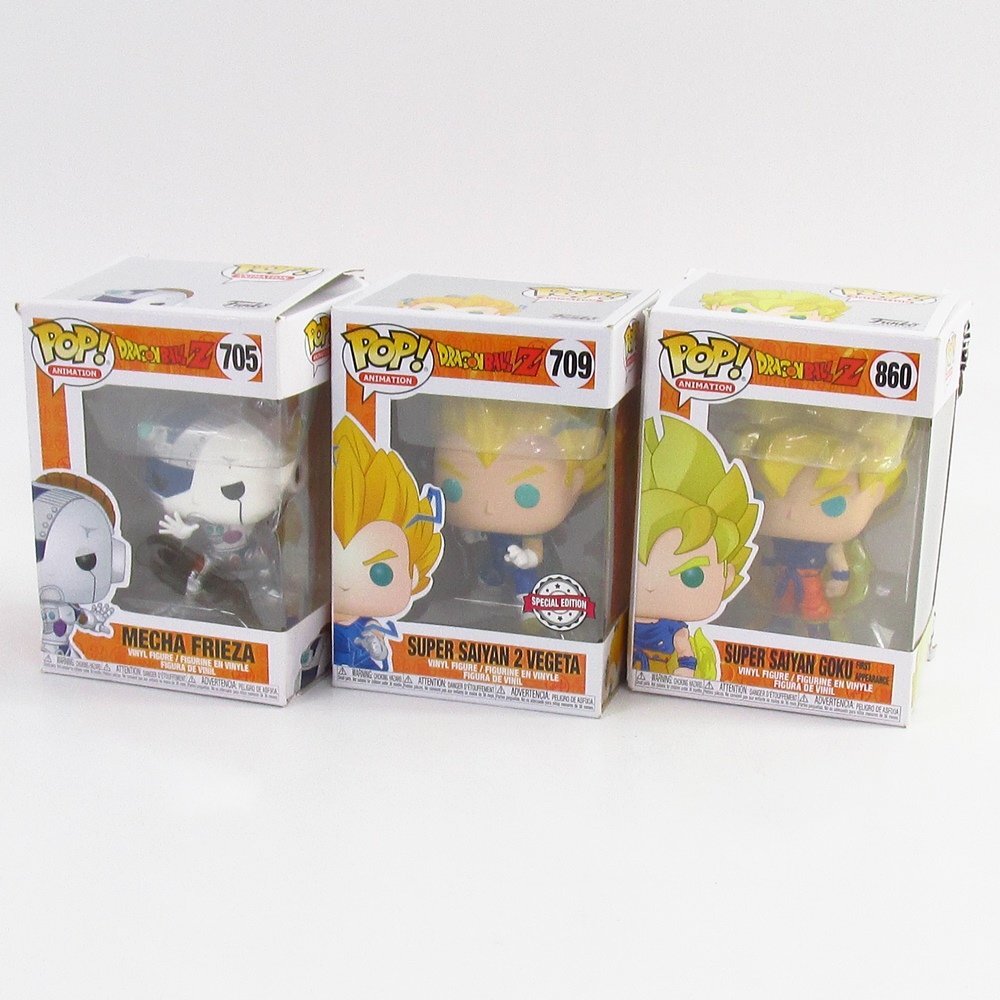 Funko POP! ANIMATION ドラゴンボールZ 705 メカフリーザ / 709 ベジータ 超サイヤ人2 / 860 孫悟空 超サイヤ人 フィギュア ■U9318_※画像1にあるもので全てです。