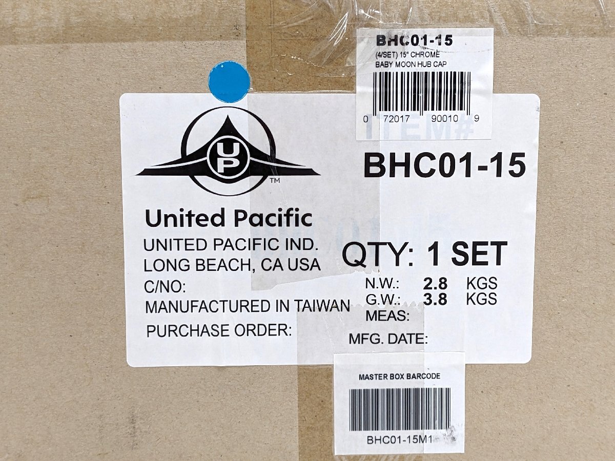 未使用 United Pacific BHC01-15 15インチ スチール ベビームーンハブキャップ ミラー仕上げ ホイールカバー《A1018の画像2