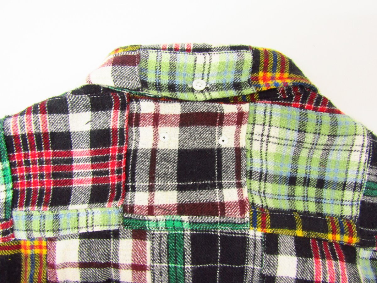 SOPHNET. ソフネット / PATH WORK FLANNEL CHEK RIBBED B.D SHRT パッチワーク ネルシャツ SIZE:L メンズ ≡FG7120_画像6