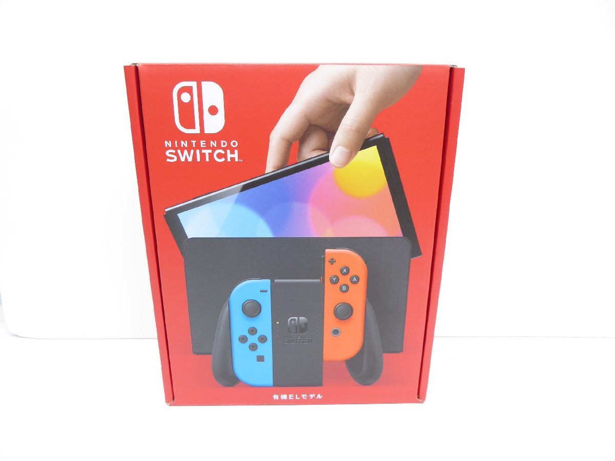 未使用品 Nintendo Switch 有機ELモデル Joy-Con(L) ネオンブルー/(R) ネオンレッド ニンテンドースイッチ ゲーム機 △WE1586_画像1