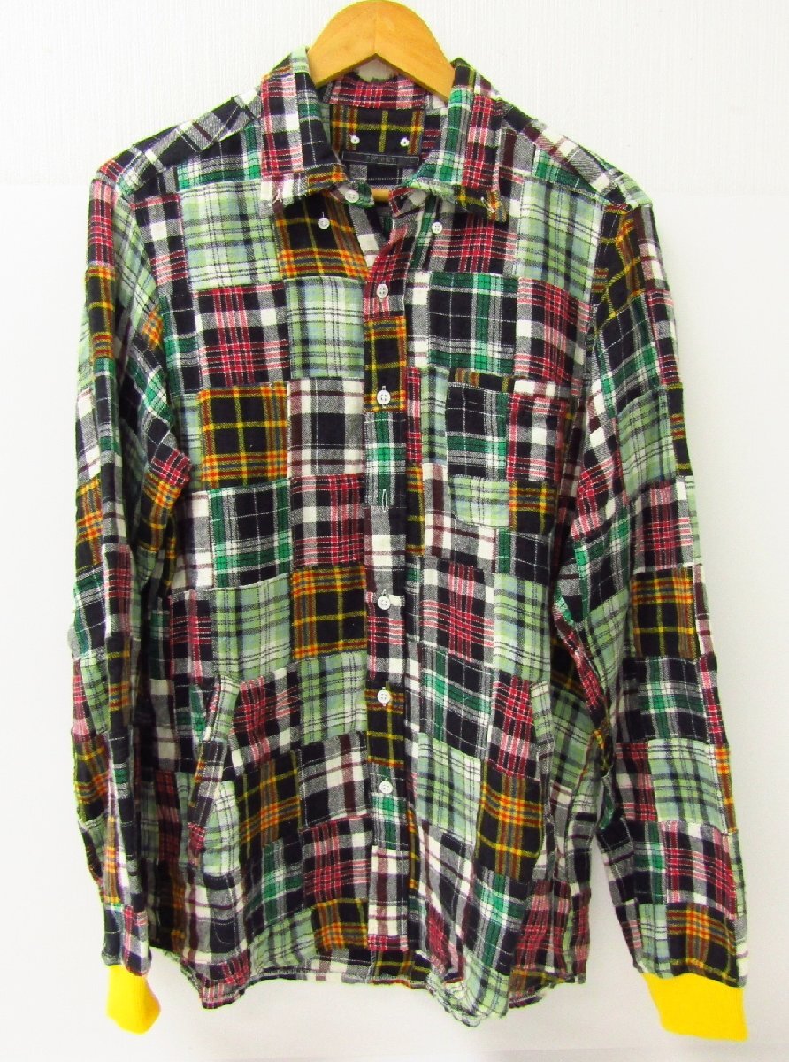 SOPHNET. ソフネット / PATH WORK FLANNEL CHEK RIBBED B.D SHRT パッチワーク ネルシャツ SIZE:L メンズ ≡FG7120_画像1