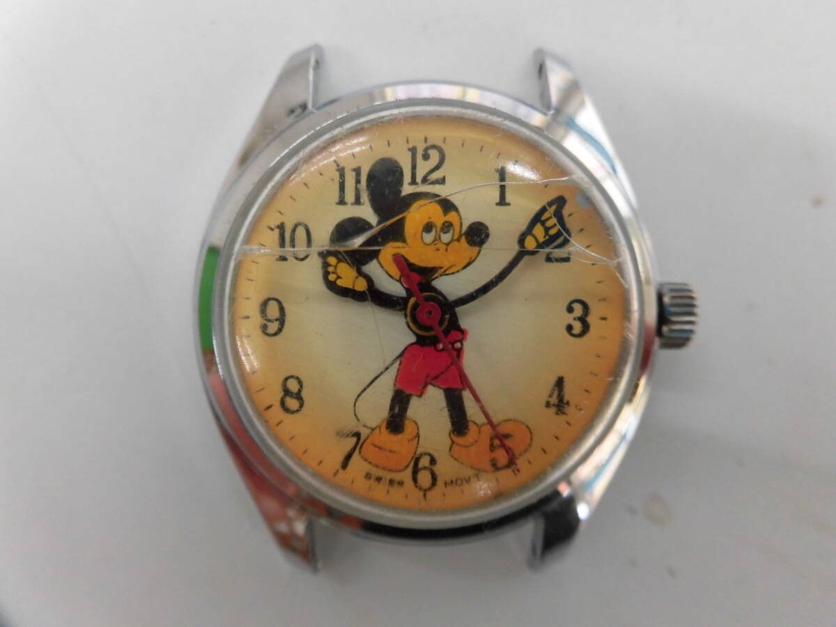 □　ミッキーマウス　手巻き　スイスムーブメント　ボーイス　腕時計　稼働/ジャンク　□_画像1