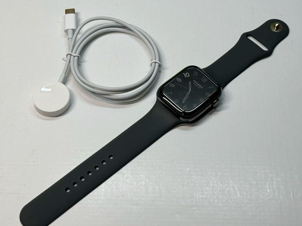 ☆即決 バッテリー95％ Apple Watch series7 HERMES 黒 45mm アップルウォッチ エルメス GPS+Cellular ブラックステンレス シリーズ7 890_画像2
