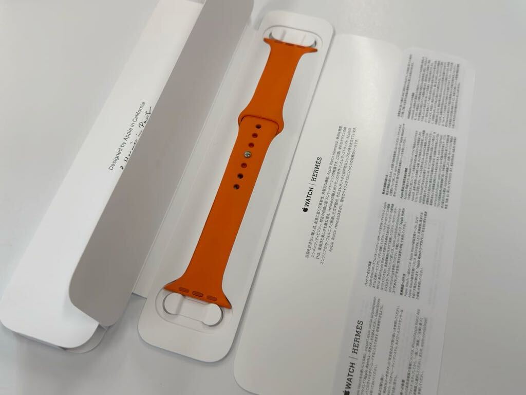 ☆即決 美品 Apple Watch HERMES Series9付属 限定 オレンジ スポーツバンド 45mm 44mm 純正 アップルウォッチ エルメス ラバーバンド 942