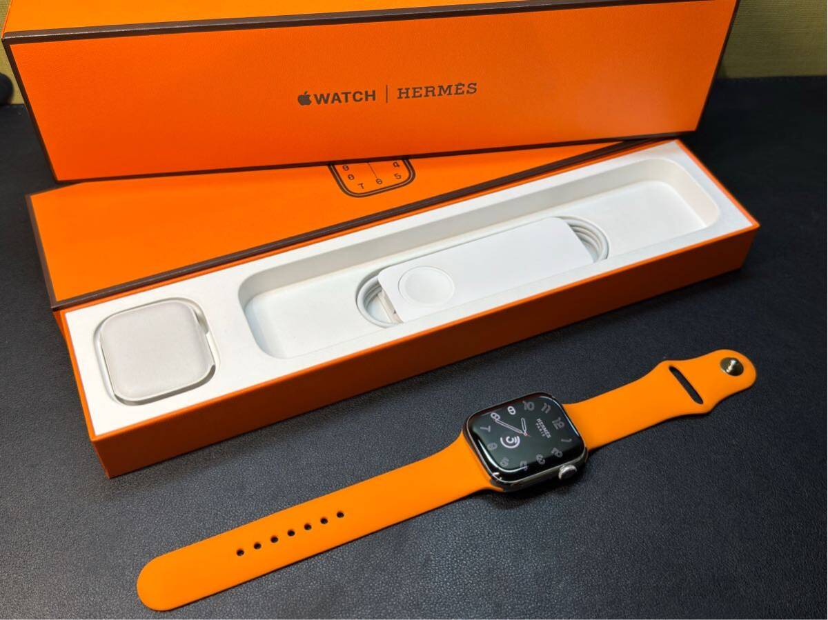 ★即決 美品 バッテリー良好 Apple Watch series8 HERMES 45mm アップルウォッチ エルメス GPS+Cellular シルバーステンレス シリーズ8 905_画像2