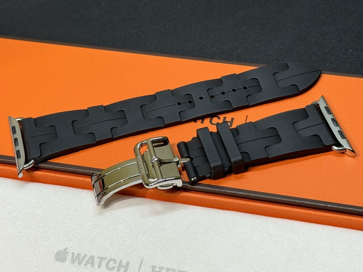 ☆即決 美品 Series9 キリム Apple Watch Hermes 45mm 44mm 黒 シンプルトゥールストラップ アップルウォッチ エルメス 857の画像6