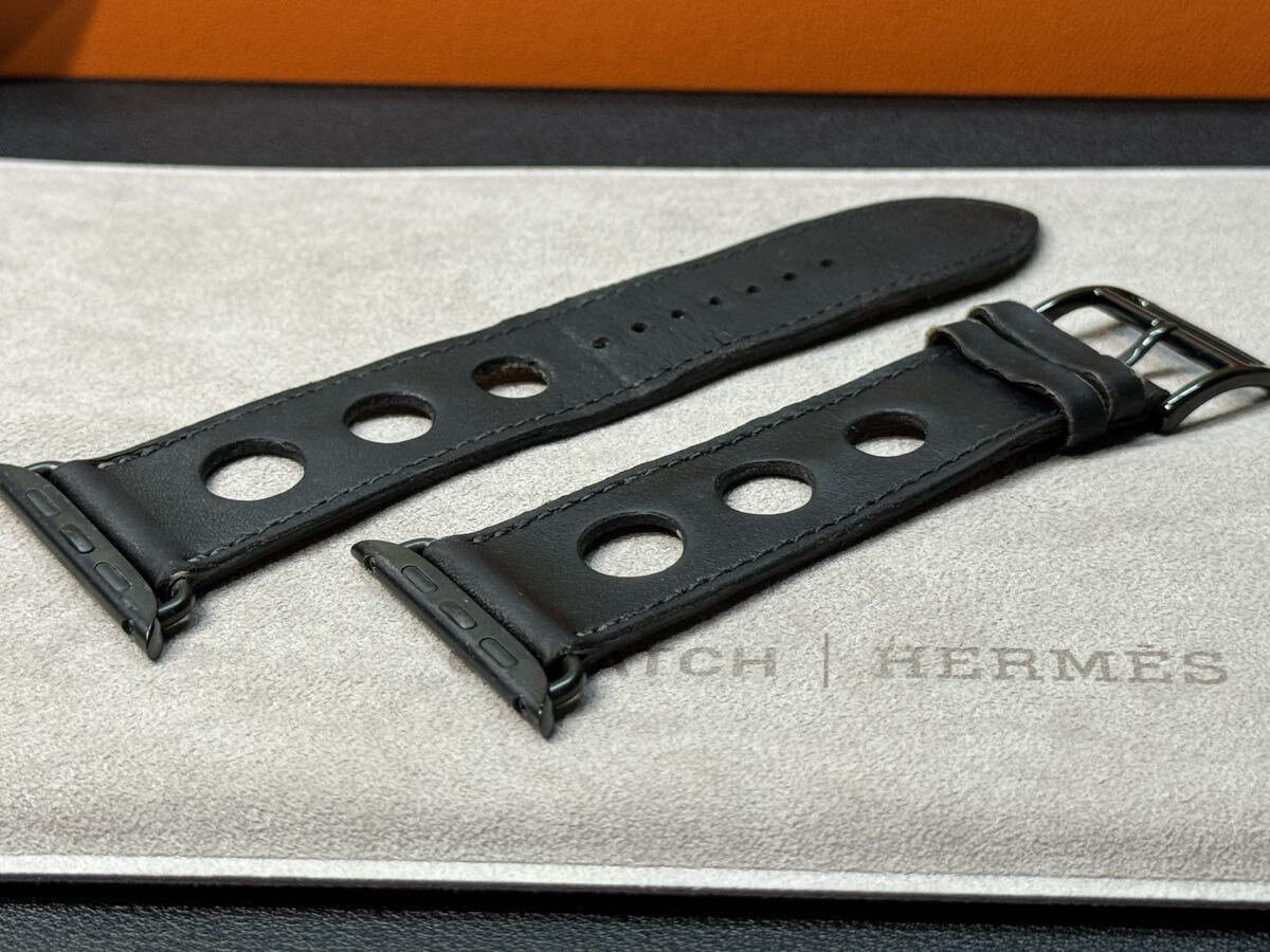 ★即決 希少 Apple Watch Hermes 45mm 44mm ブラック シンプルトゥール ラリー レザーストラップ アップルウォッチ エルメス 772_画像6