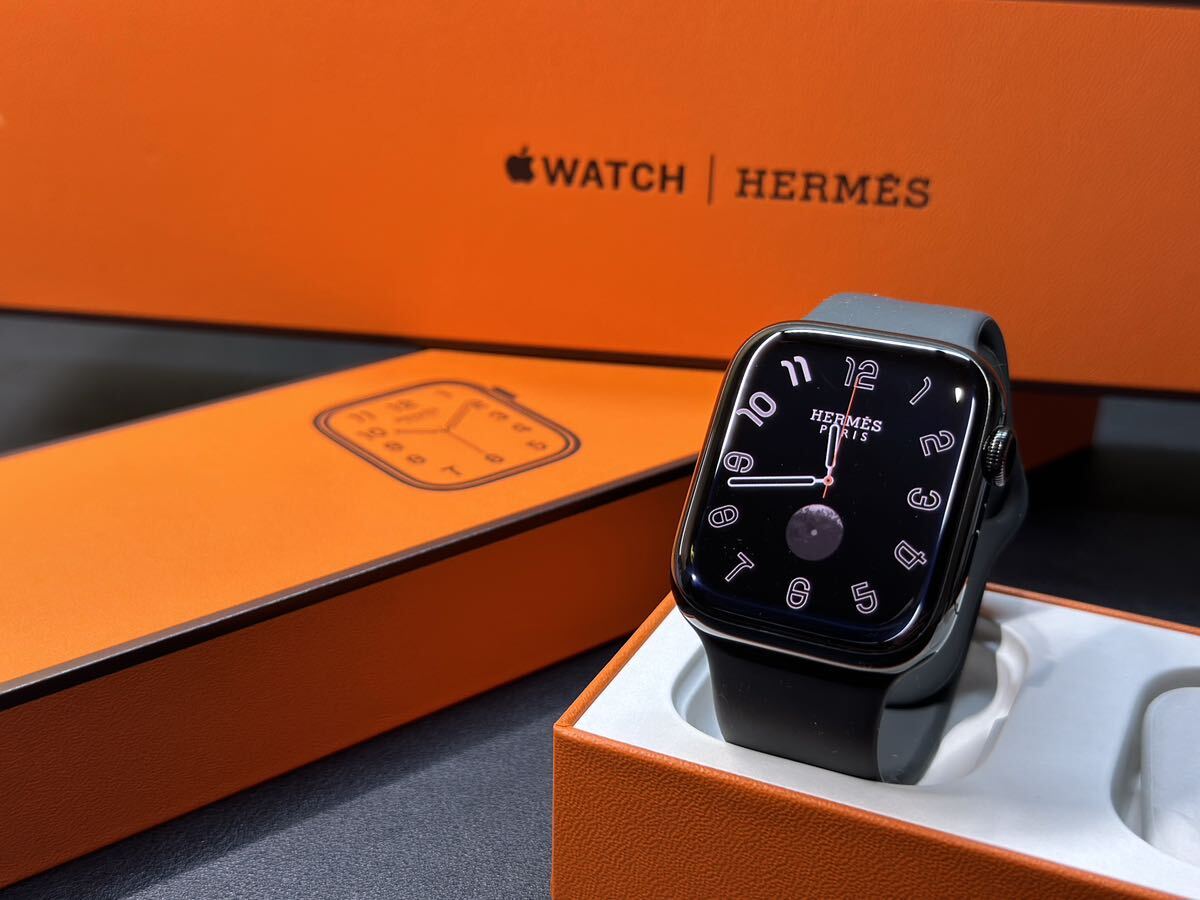 ☆即決 美品 バッテリー94% Apple Watch series8 HERMES 45mm アップルウォッチ エルメス Cellular 黒 ブラックステンレス 900_画像1