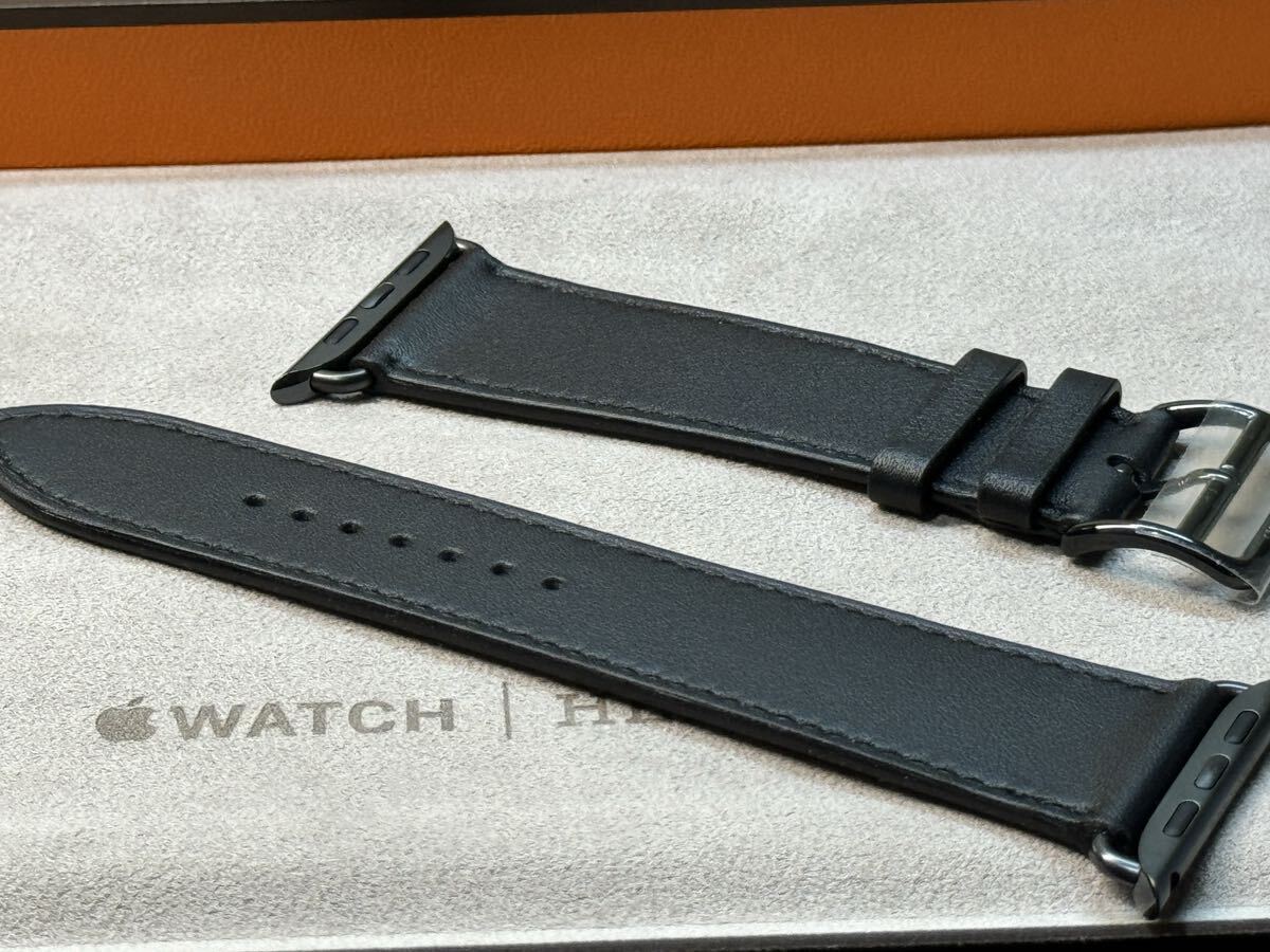 ☆即決 未使用Apple Watch Hermes 45mm 44mm ブラック 黒 シンプルトゥール レザーストラップ アップルウォッチ エルメス 915