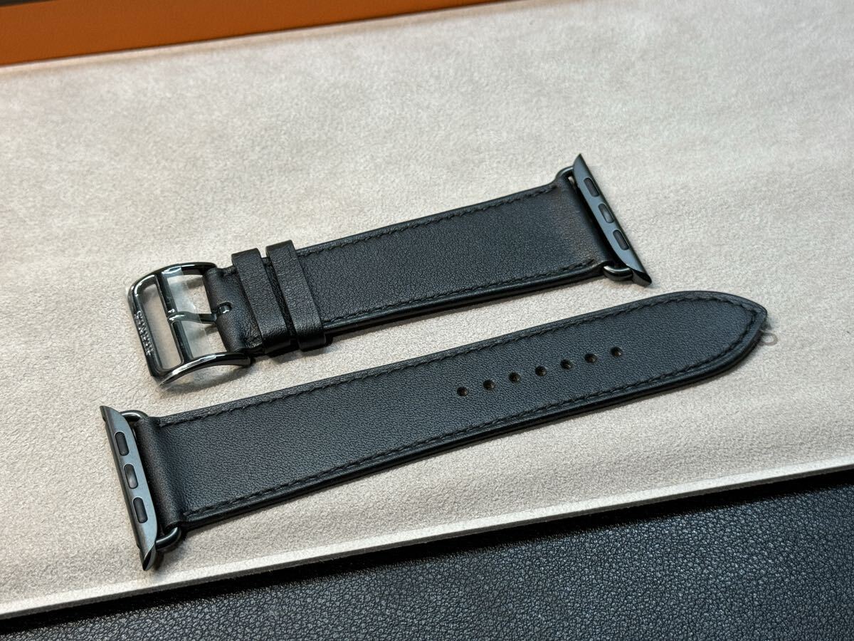 ☆即決 未使用Apple Watch Hermes 45mm 44mm ブラック 黒 シンプルトゥール レザーストラップ アップルウォッチ エルメス 915