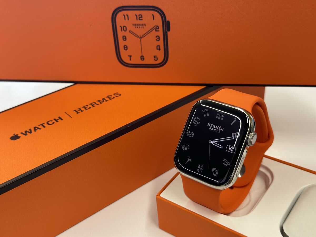 ★即決 美品 Apple Watch series7 HERMES 45mm アップルウォッチ エルメス GPS+Cellular シルバーステンレス シリーズ7 911_画像1