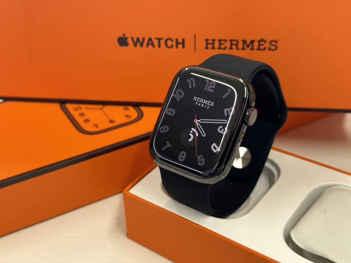 ☆即決 美品 バッテリー96％ Apple Watch series7 HERMES 45mm アップルウォッチ エルメス Cellular 黒 ブラックステンレス シリーズ7 954