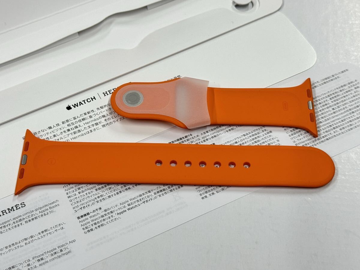 ☆即決未使用 Apple Watch HERMES 限定 オレンジ スポーツバンド 45mm 44mm 純正 アップルウォッチ エルメス 正規品 ラバーバンド 913