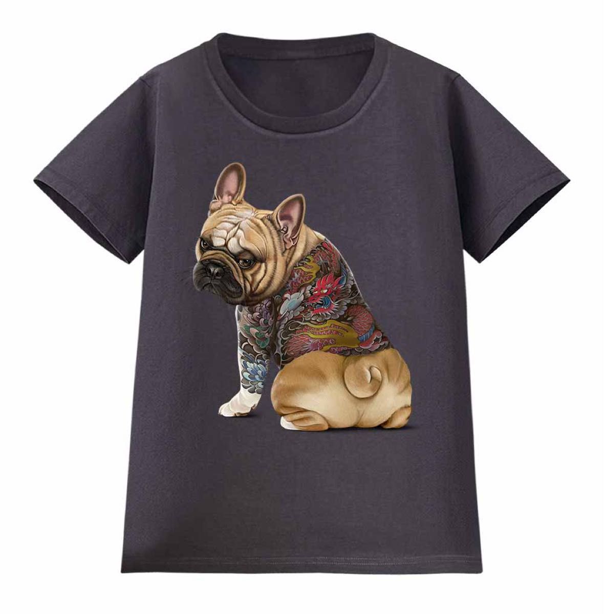 フレンチブルドッグ 犬 いぬ タトゥー 刺青 半袖 Tシャツ メンズ レディース