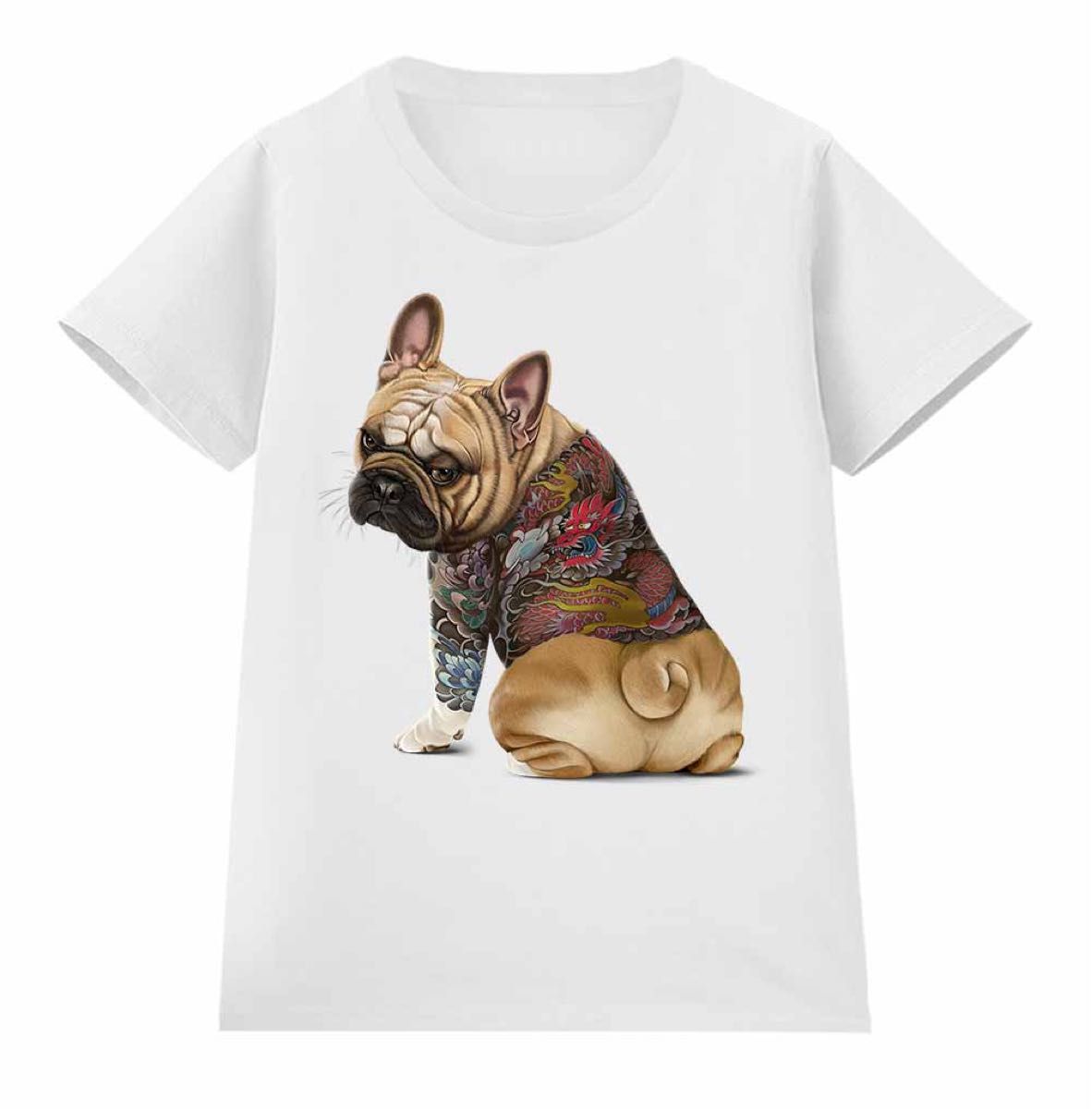 フレンチブルドッグ 犬 いぬ タトゥー 刺青 半袖 Tシャツ メンズ レディース