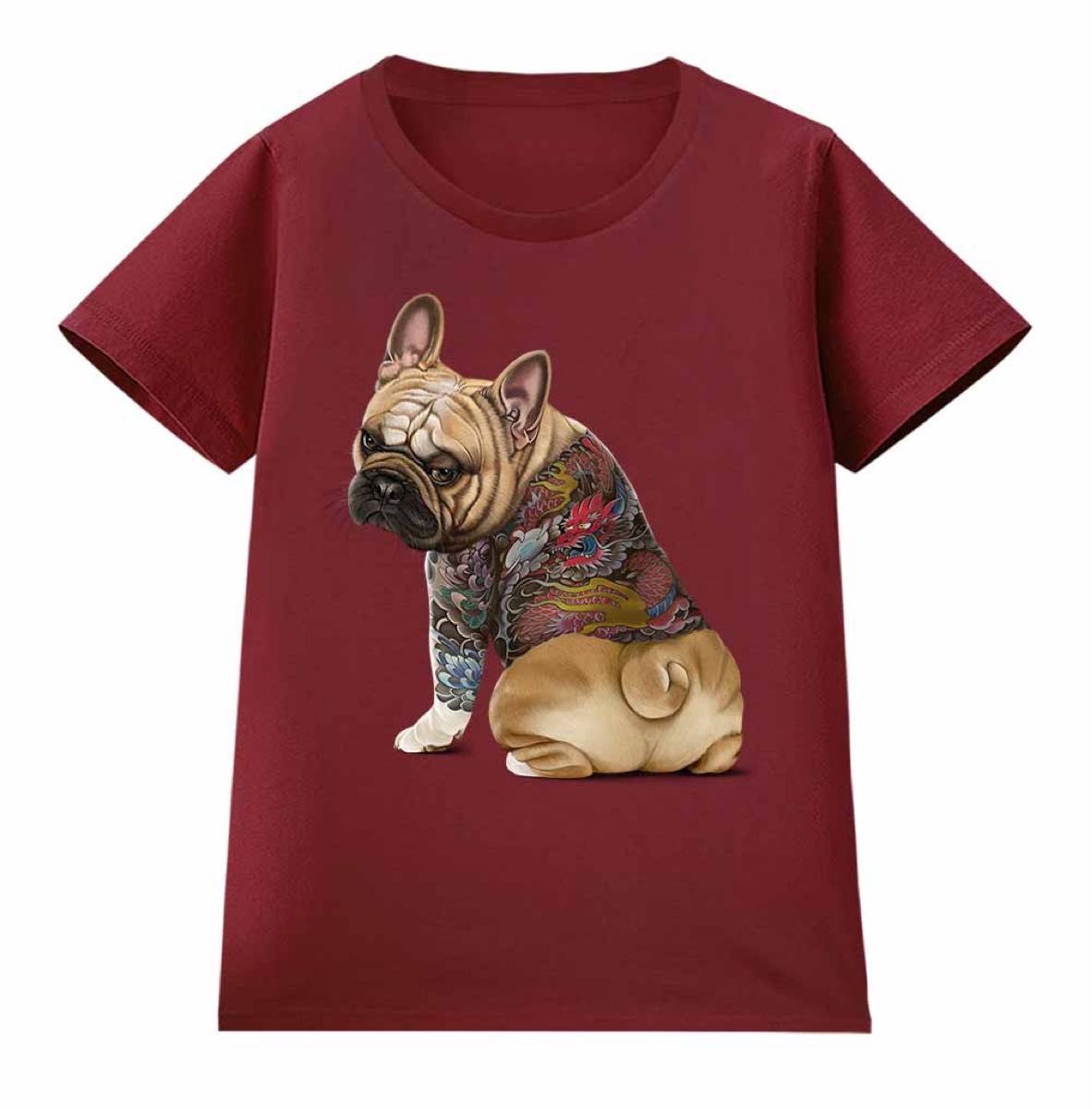 フレンチブルドッグ 犬 いぬ タトゥー 刺青 半袖 Tシャツ メンズ レディース