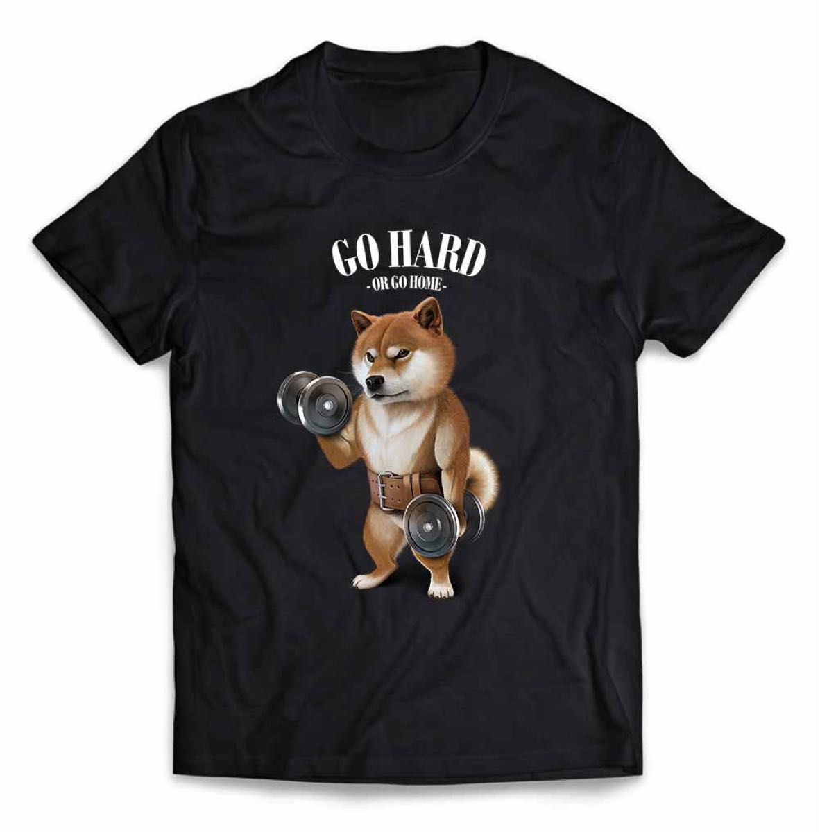 柴犬 しばいぬ ダンベル 筋トレ 筋肉 モンスター Tシャツ メンズ レディース 半袖Tシャツ