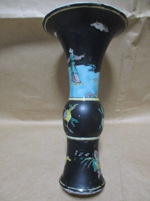 最安 中国 Q96-3 珍品 箱付き 素三彩瓶 清朝 工芸品