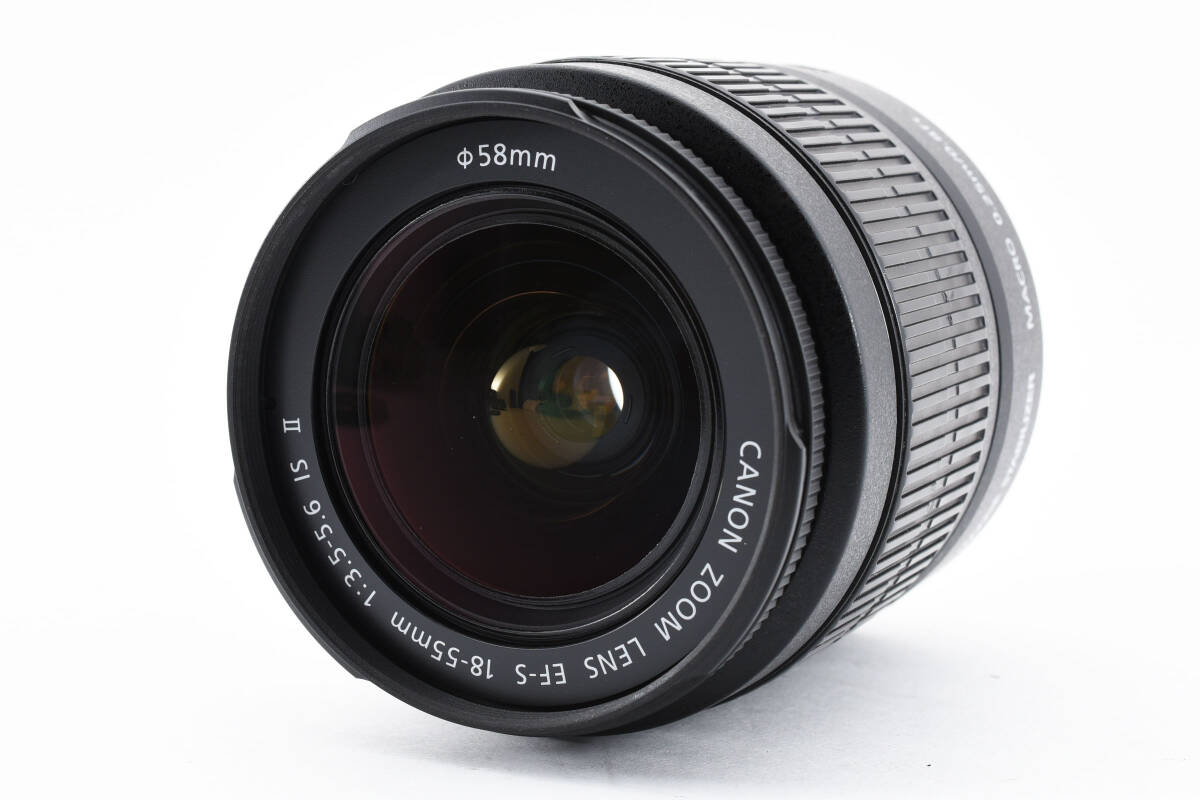 ◆極美品◆ Canon EF-S 18-55mm F3.5-5.6 IS II フード付き ★カビクモリなし キヤノン _画像2