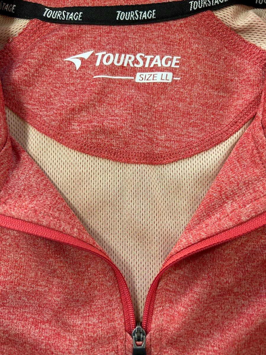 TOUR STAGE ツアーステージ メンズハーフジップ 半袖シャツ レッド LLサイズ