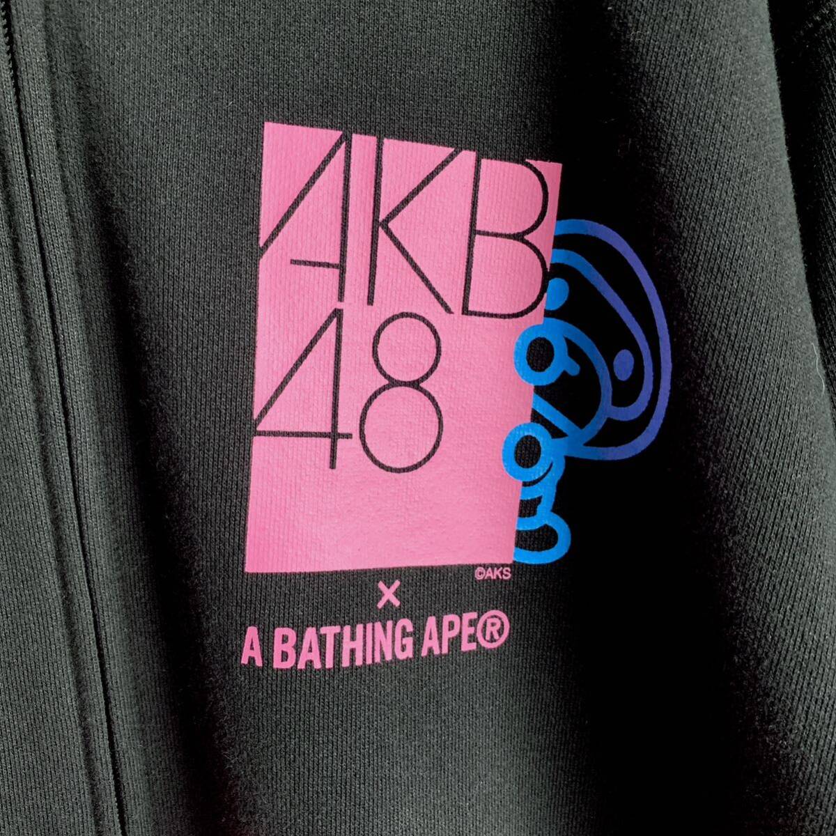 AKB48 x A Bathing Ape スウェットパーカー XXL エイプ カモフラージュ ピンク ブラック コットン フーディ レア 限定 アイドル