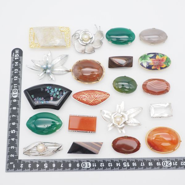 (WOB0403) 1 иен obidome 20 шт много комплект 7 сокровищ .. жемчуг жемчуг натуральный камень ..menou серебряный античный и т.п. совместно 