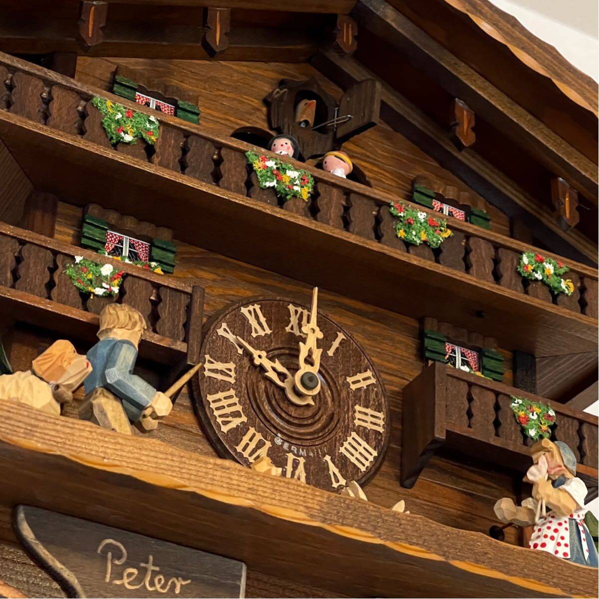 SCHNEIDER ドイツ製 鳩時計 アルプスの少女 ハイジ からくり時計 オルゴール カッコー時計 機械式 アントンシュナイダー 完動品 掛時計_画像3