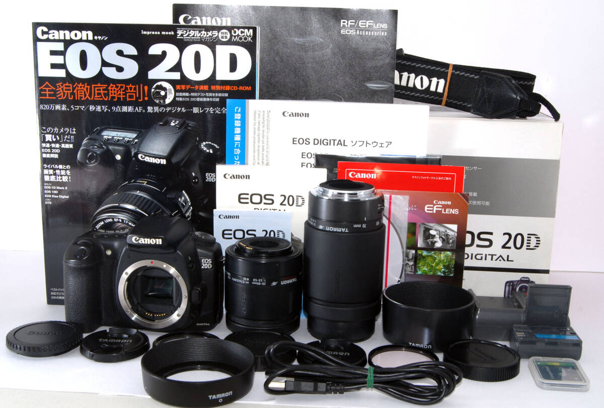 ◆初心者入門＆付属品多数◆ Canon キャノン EOS 20D 超望遠Ｗズームレンズセット_初心者にやさしく付属品が多数付いてます★