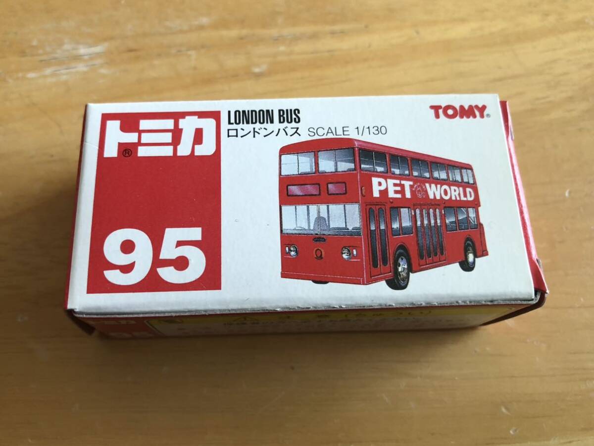 絶版 赤箱 トミカ95 ロンドンバス TOMICA TOMY 旧ロゴ 丸文字　初開封 デッドストック 新車シール_画像1