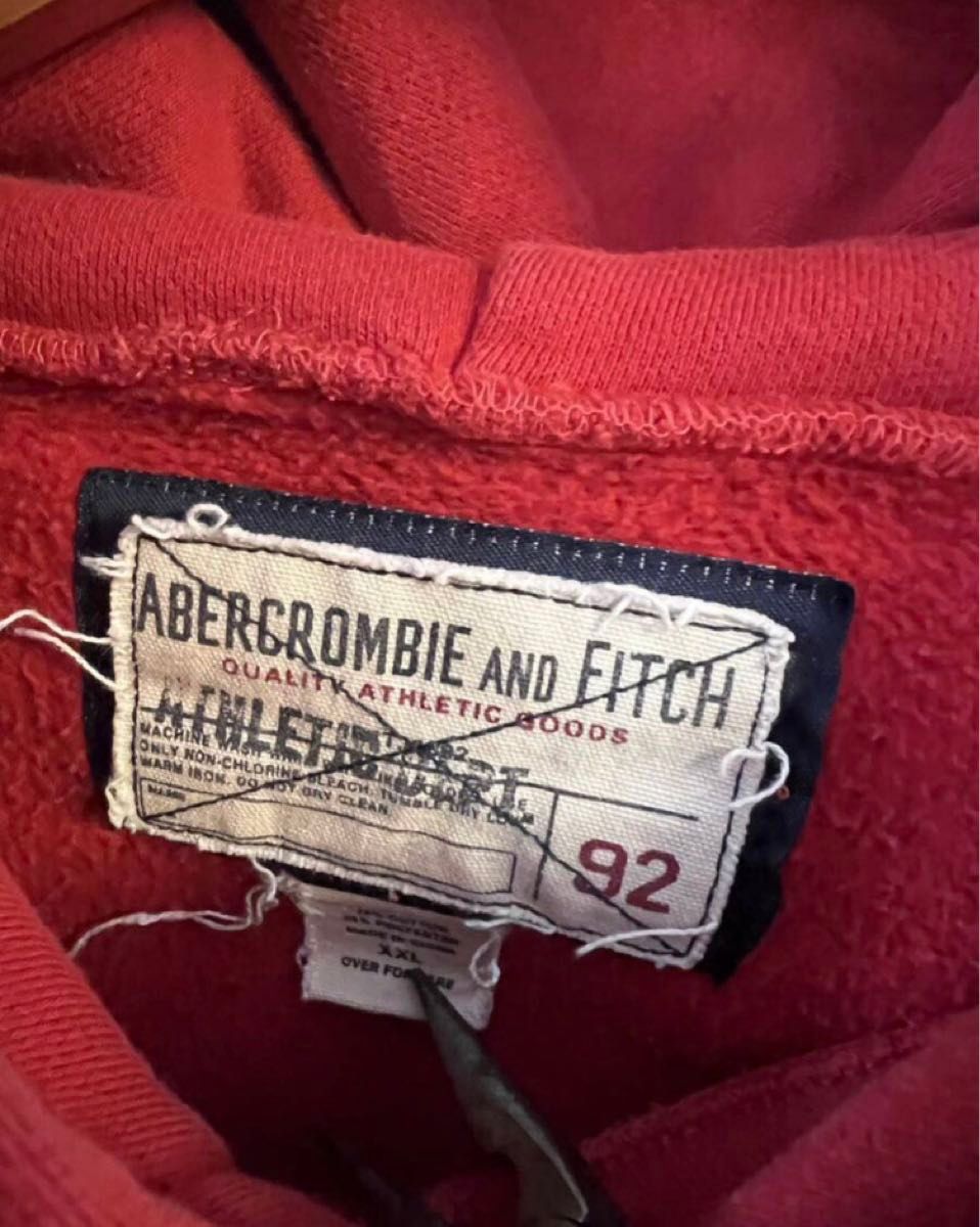 《極美品》Abercrombie&Fitchアバクロンビー&フィッチ スウェットパーカー赤2XL 肉厚裏起毛