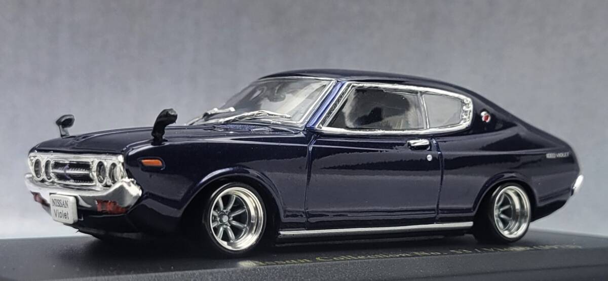 1/43　日産　バイオレット改　ワタナベ　ホイール　アルミ製　深リム　街道レーサー　日産名車コレクション　アシェット　訳アリ_画像6