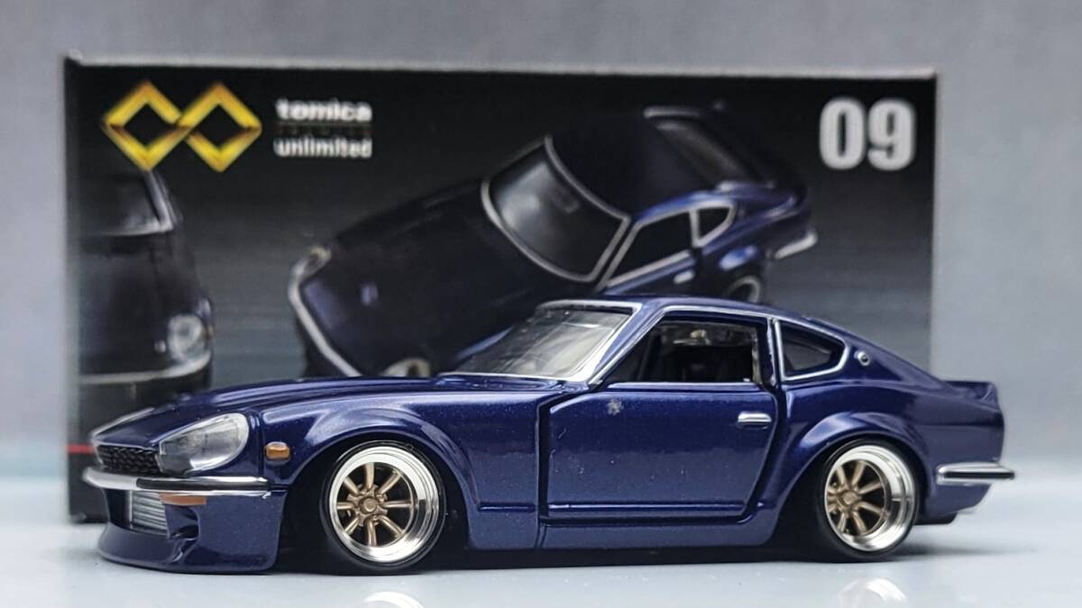  Nissan Fairlady Z modified S30 demon. Z bay shore midnight -inch up Watanabe wheel aluminium deep rim Tomica premium 