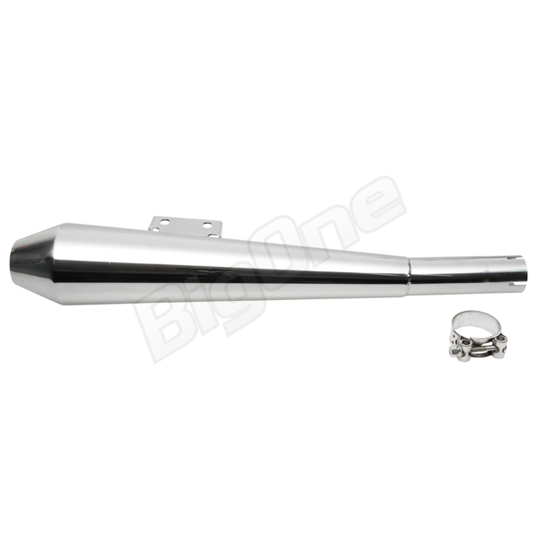 BigOne bolt on cafe Norton style stainless steel SR400 slip-on muffler cab car megaphone silencer 2H6 1JR RH01 polish 
