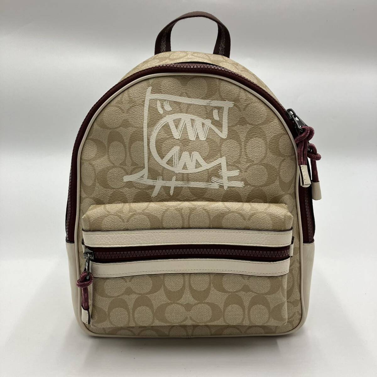 1円【極美品】COACH コーチ VALE MEDIUM CHARLIE リュックサック バックパック シグネチャー レザー ブラウン系 PVC メンズ レディース_画像2