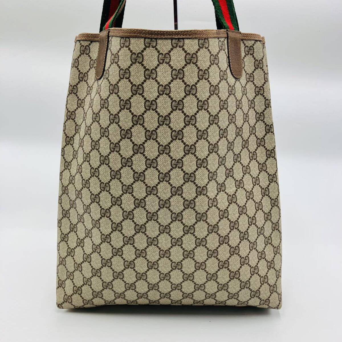 1円【美品】GUCCI グッチ GGスプリーム シェリーライン トートバッグ ハンド ショルダー PVC レザー 革 肩掛け オールド メンズ レディース_画像3