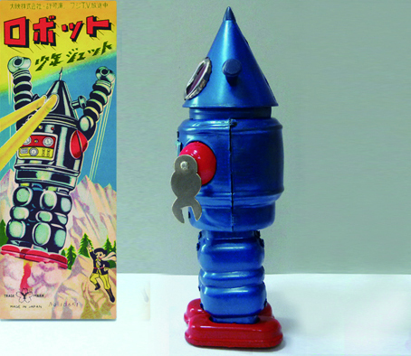 ●珍しい光る動く後期型少年ジェット三角ロボットは米澤玩具製ブリキ_画像4