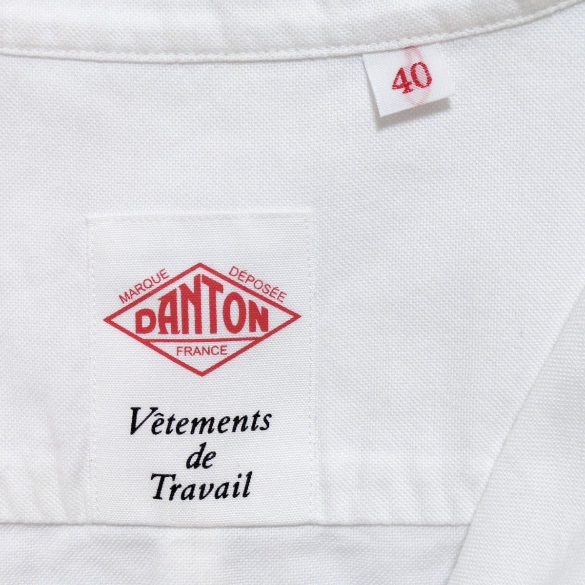 DANTON／オックスフォード　バンドカラーシャツ　長袖　白　40サイズ