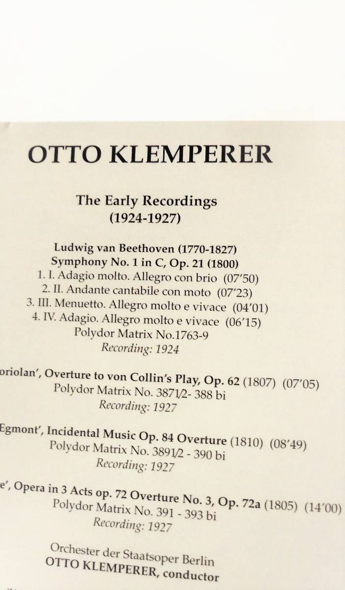 IRON NEEDLE初CD化クレンペラー ベートーヴェン交響曲第1番シュターツカペレ ベルリンOTTO KLEMPERER Symphoniy No1The Early Recordings_画像9