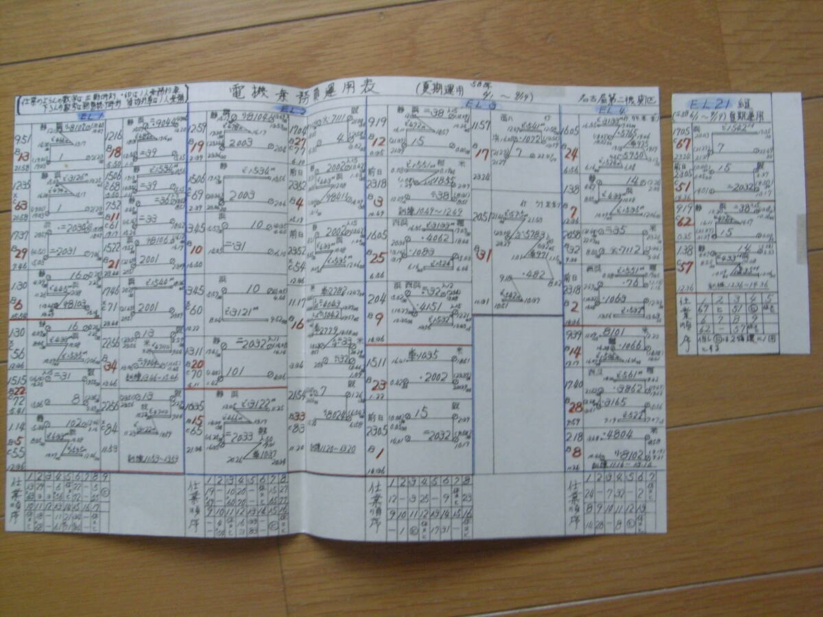 国鉄資料　電機乗務員運用表　(夏季運用 昭和58年6/1～9/19)　名古屋第二機関区_画像1