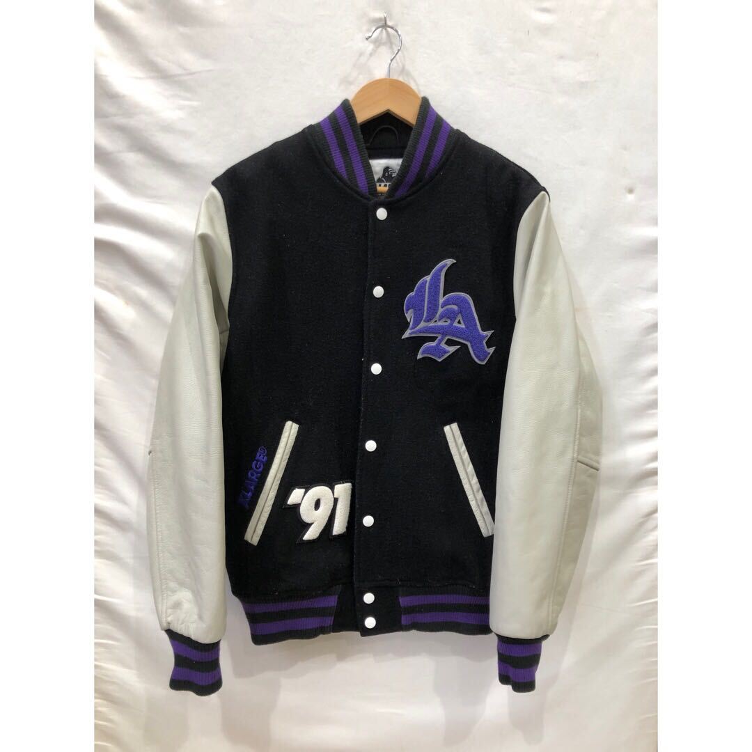 X-LARGE◇スタジャン/M/ウール/ブルー/無地/袖レザー切替 X-LARGE◇スタジャン/M/ウール/ブルー/無地/袖レザー切替