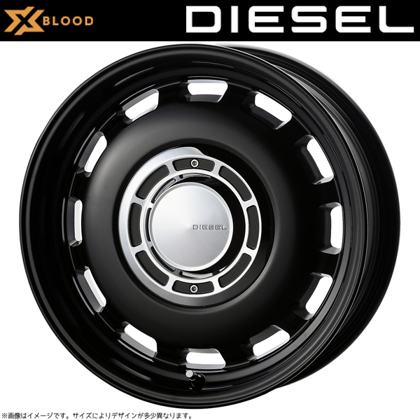 アルミホイール 4本 14インチ X BLOOD DIESEL 4.5x14 +43 4/100 サテンブラック 軽自動車 軽バン 軽トラ_画像1